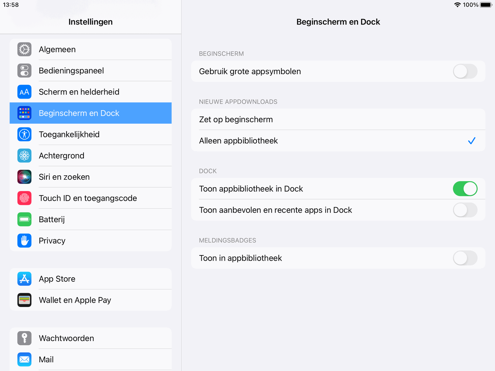 Je kunt zelf kiezen of je nieuwe apps alleen in de appbibliotheek wilt