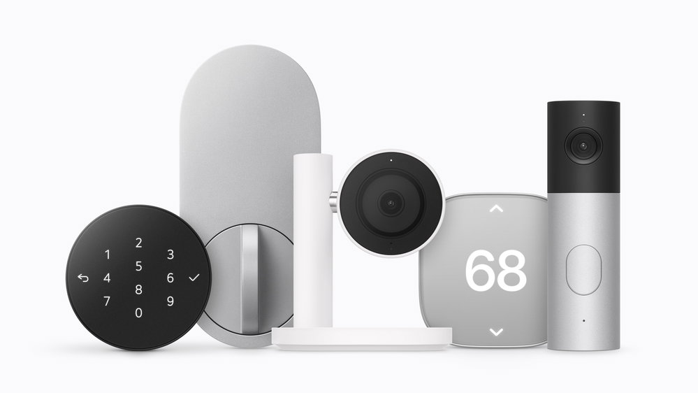 De Apple Woning-collectie met een deurslot, camera’s, thermostaat en deurbel.