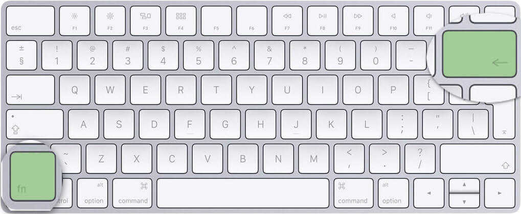 Combineer de fn-toets en de delete-toets voor Windows-stijl delete