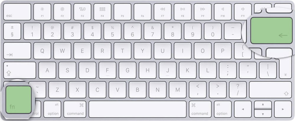 Combineer de fn-toets en de delete-toets voor Windows-stijl delete
