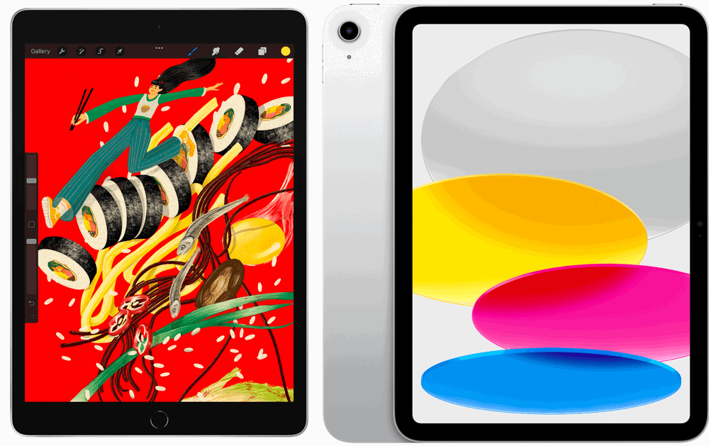 Links: de oude iPad uit 2021, rechts de nieuwe uit 2022
