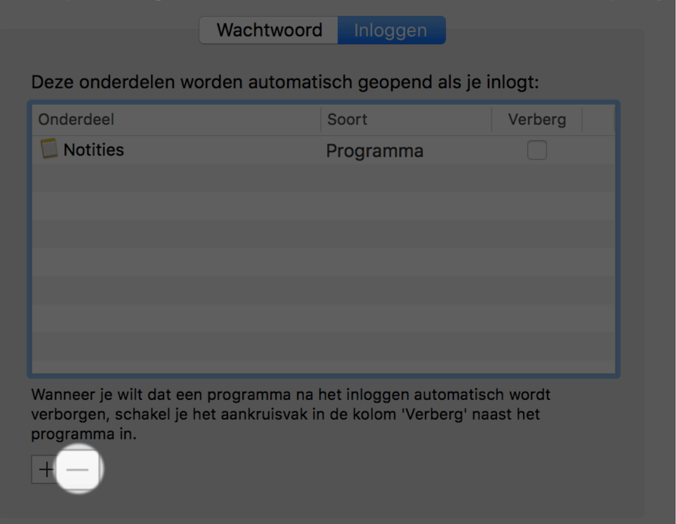 Verwijder programma\'s die automatisch opstarten met het min-teken