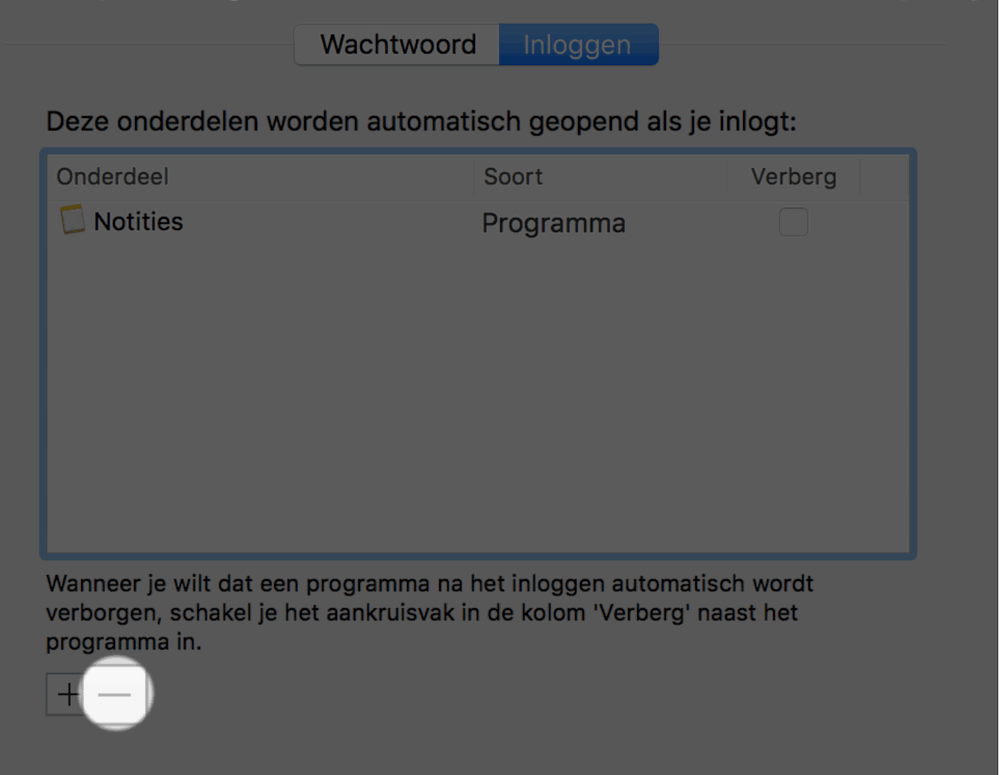 Verwijder programma\'s die automatisch opstarten met het min-teken