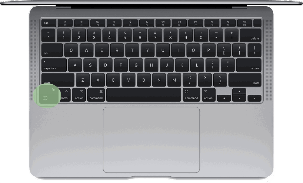 Nieuwere Apple-toetsenborden hebben een wereldbol op de fn-toets staan