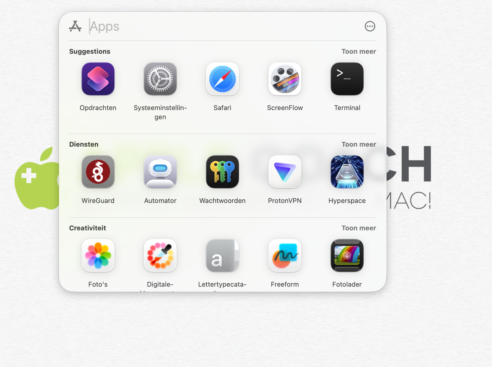 Launchpad heeft plaats gemaakt voor de app 'Apps'