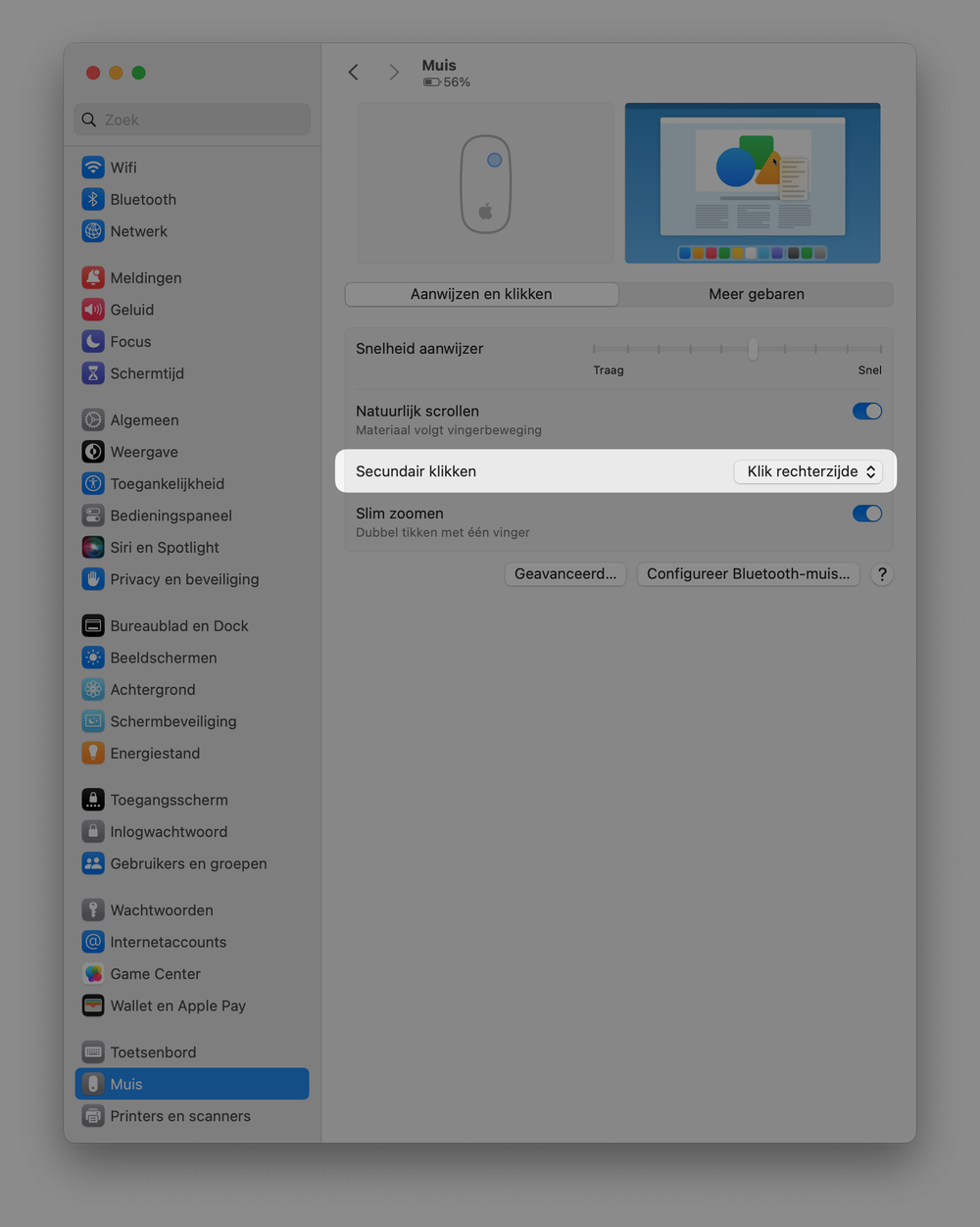 Voor een Magic Mouse moet je wel eerst even de rechtermuisknop instellen