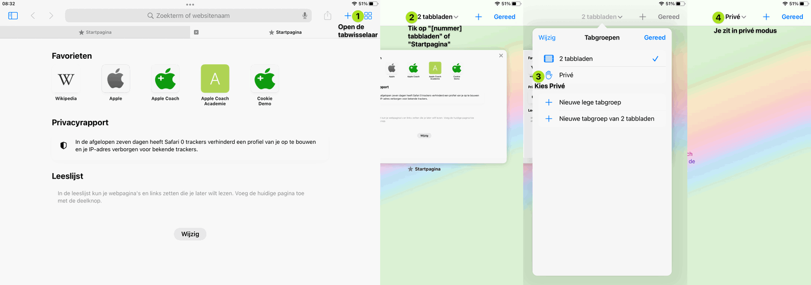 Privé modus activeren in Safari op de iPad