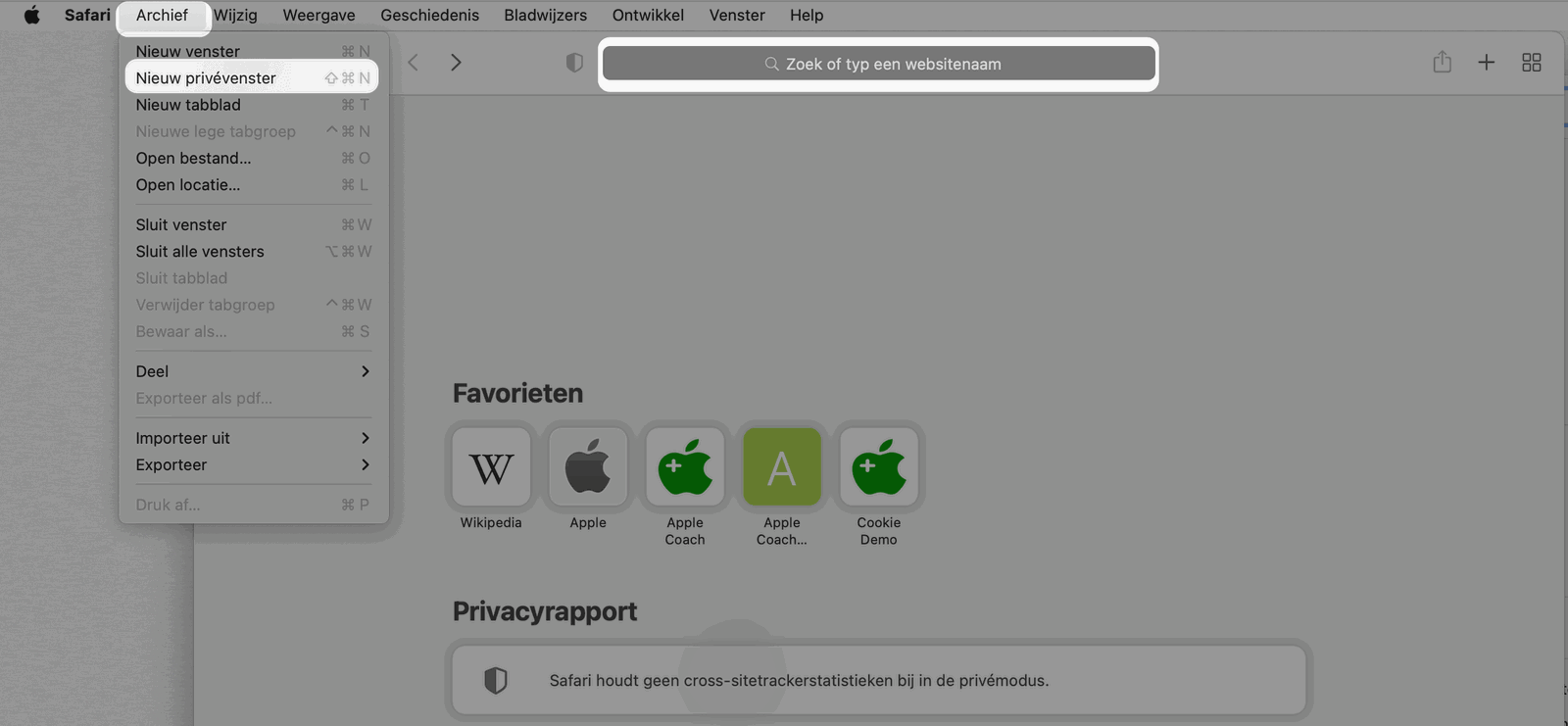 Safari privé modus openen op de Mac