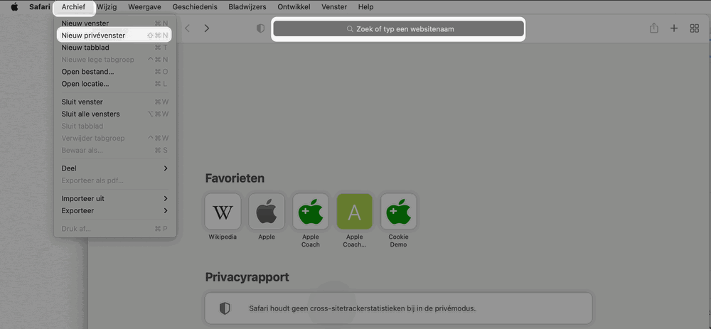 Safari privé modus openen op de Mac