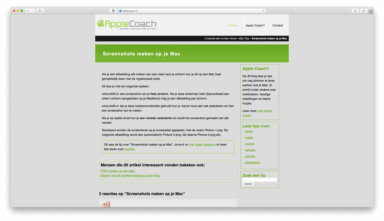 Een oude versie van Apple Coach