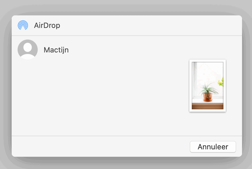 Delen vanuit het deelmenu op de Mac is ook eenvoudig