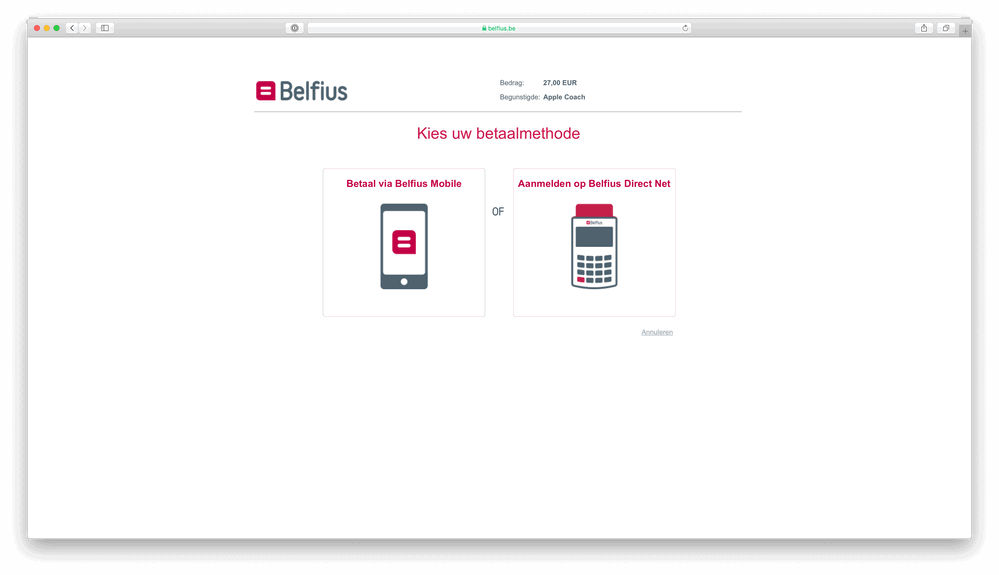 Kies zelf hoe je wilt betalen via Belfius