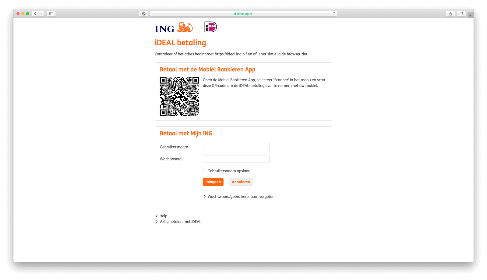 Je logt in op je eigen, bekende bankomgeving