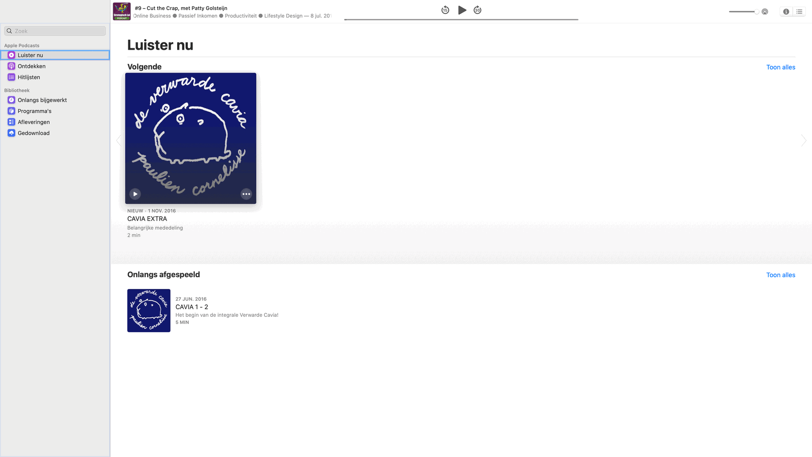 Podcasts app op macOS Catalina