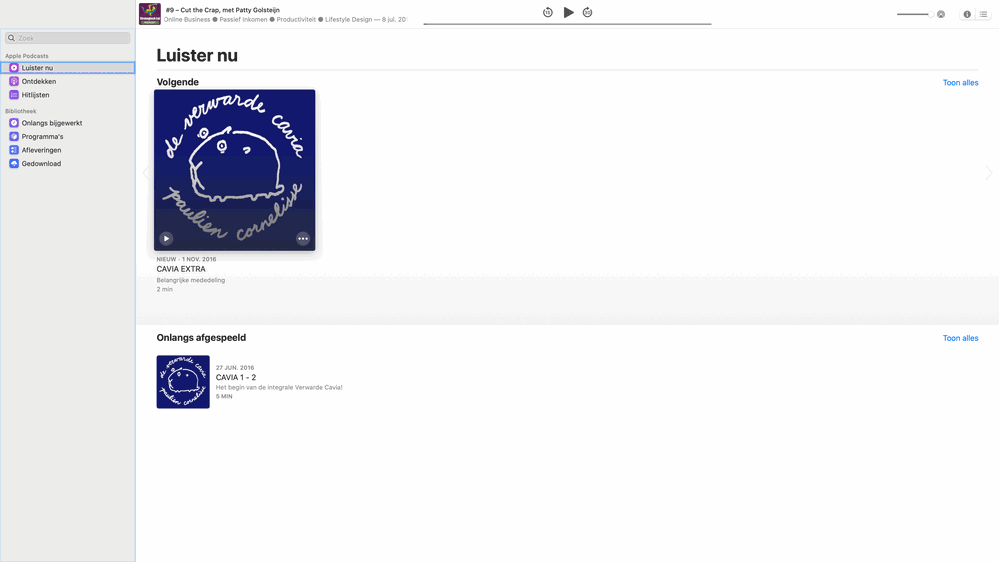 Podcasts app op macOS Catalina