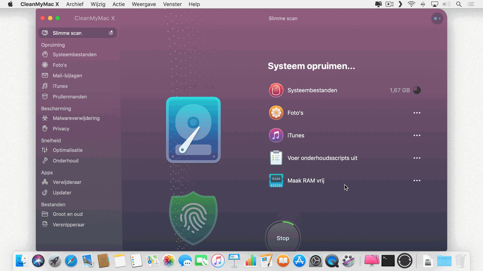 Er is een slimme scan bezig op de Mac