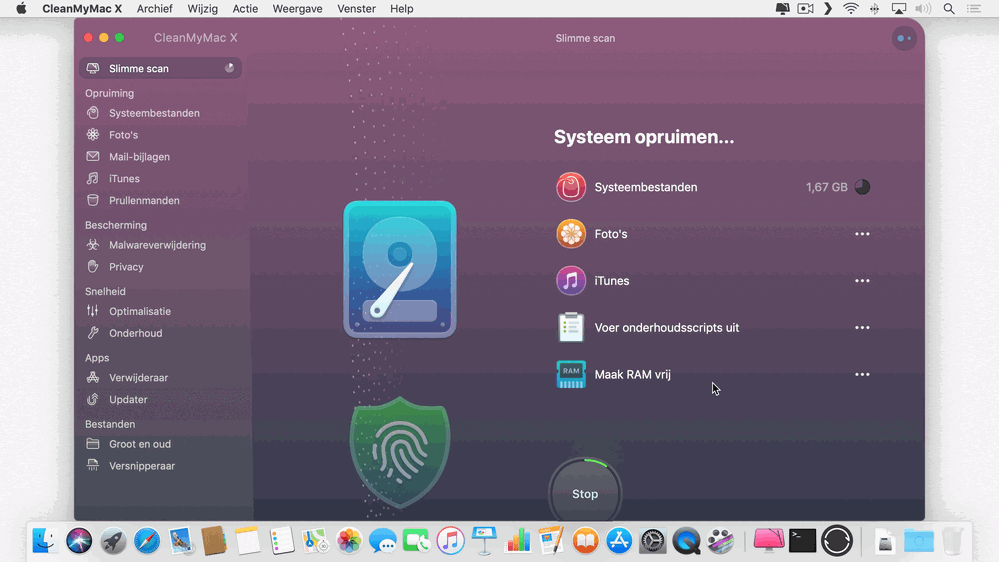 Er is een slimme scan bezig op de Mac