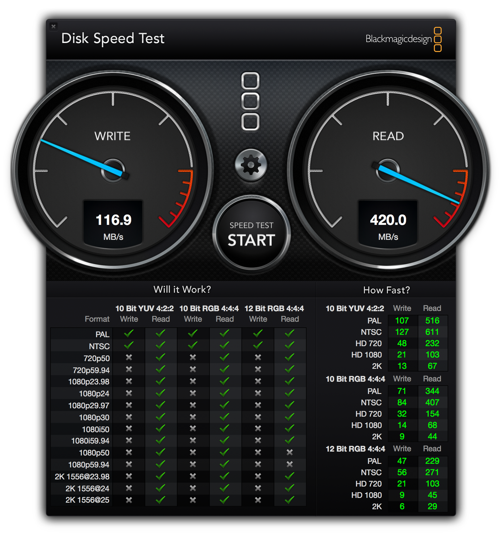 Resultaten van de Disk Speed Test bekijken