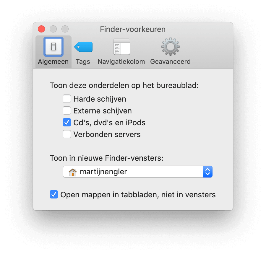Zet de thuismap als standaard als je dat fijner vindt