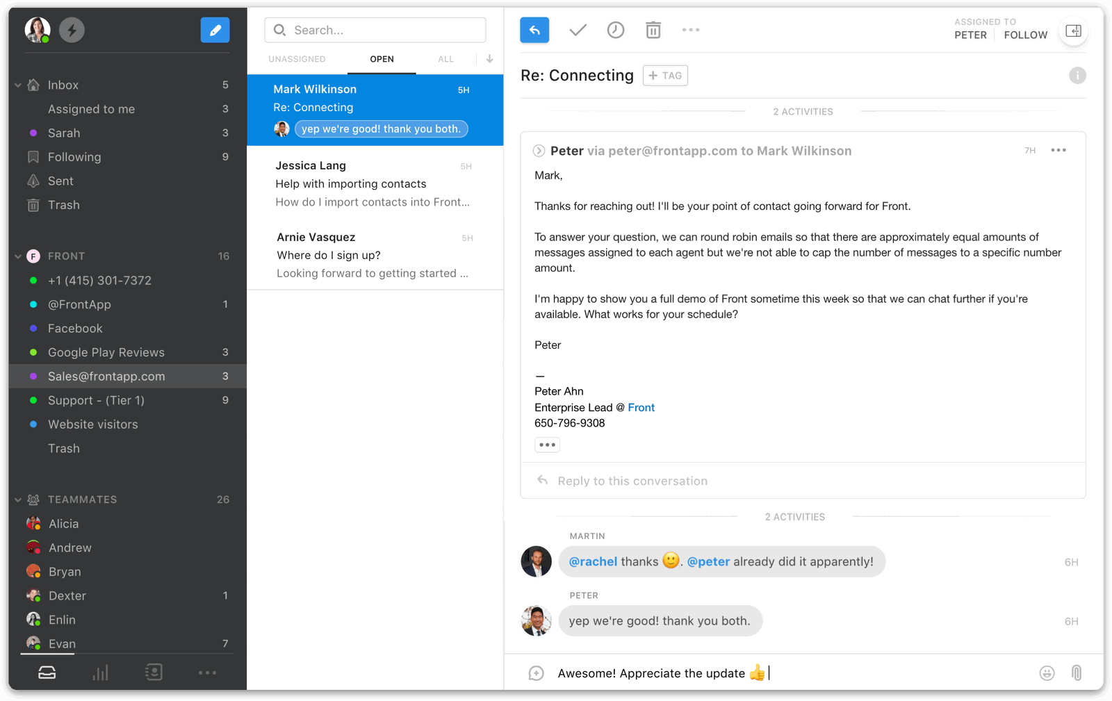 Front is een betere oplossing voor gedeelde e-mailadressen