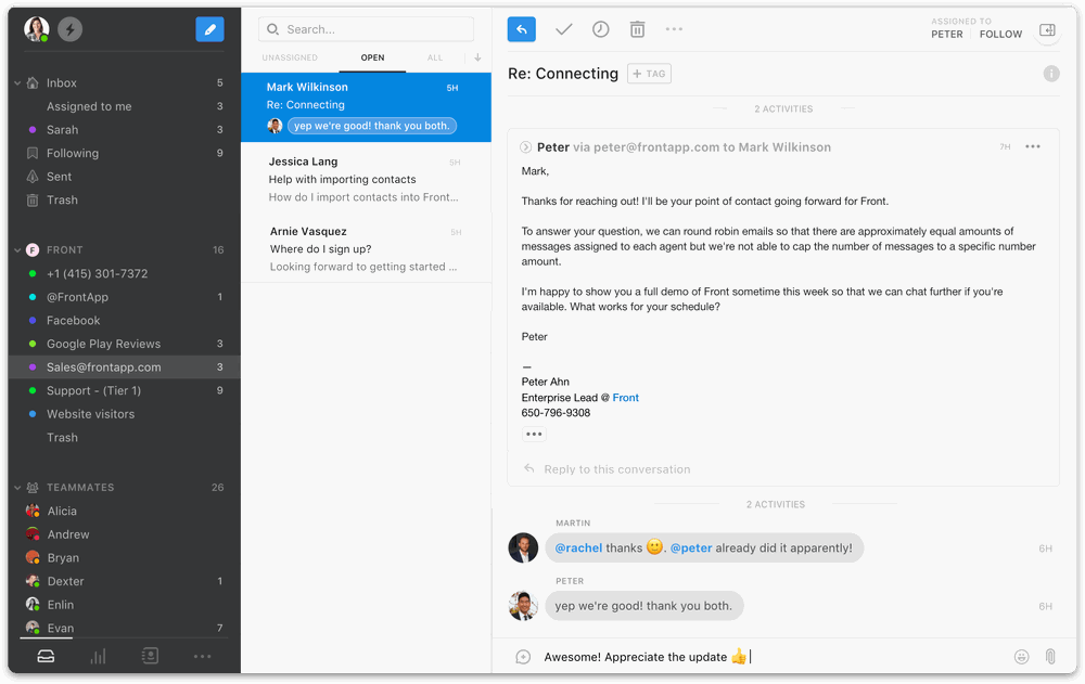 Front is een betere oplossing voor gedeelde e-mailadressen