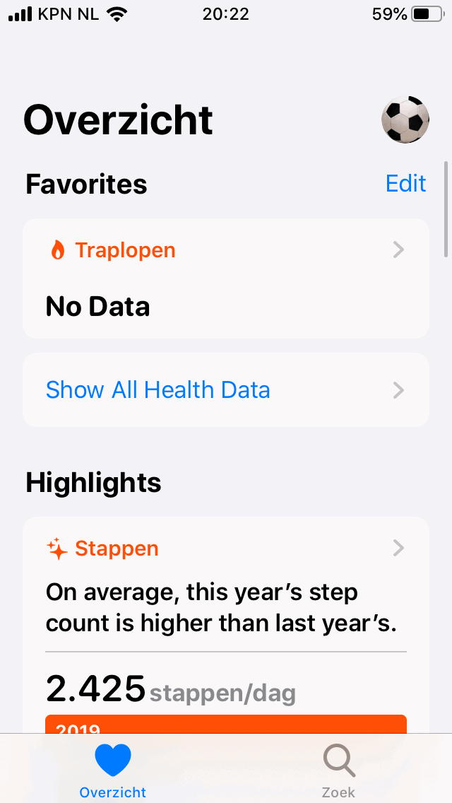 Het nieuwe Gezondheid Dashboard op een iPhone SE