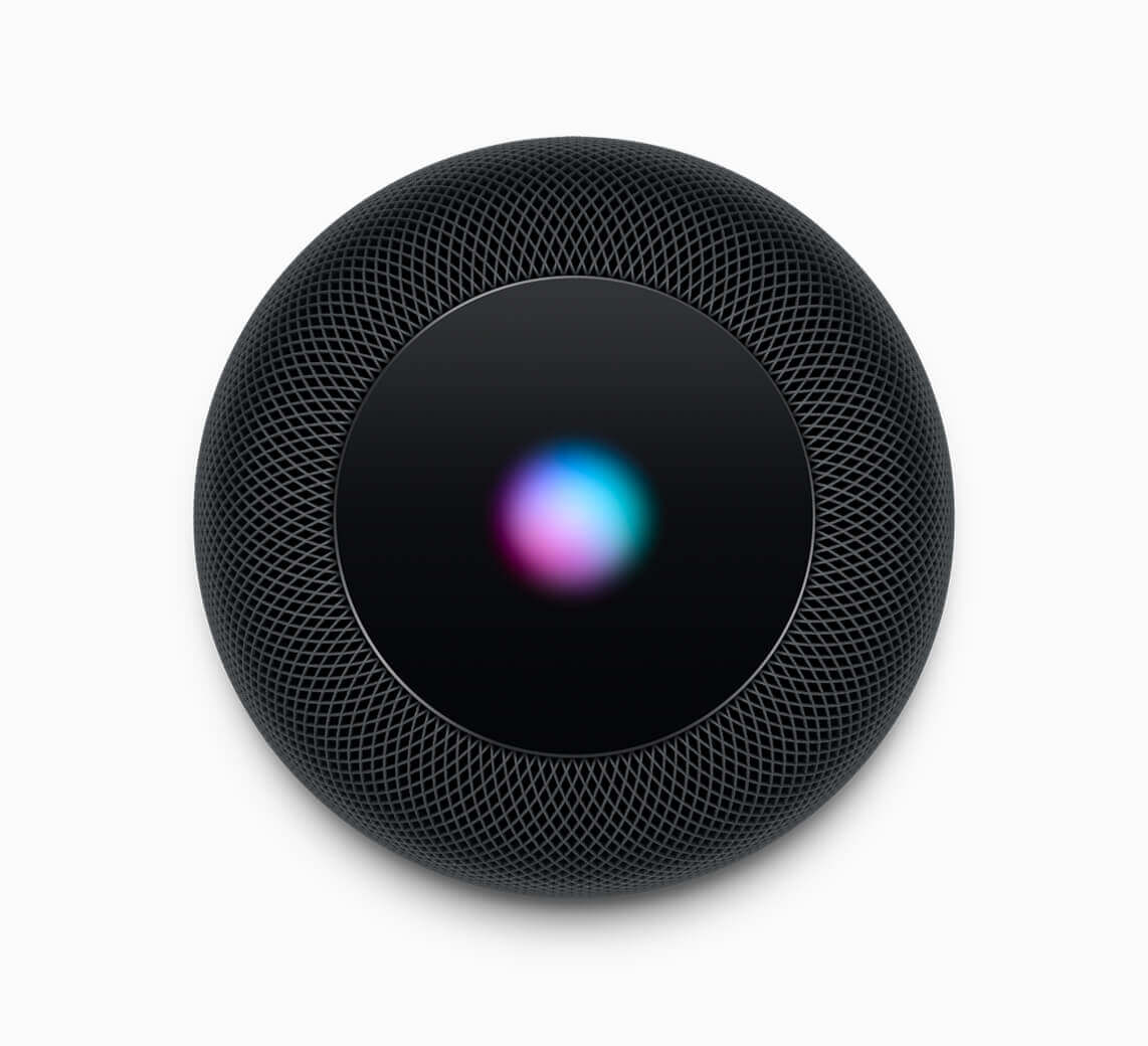 Een HomePod zoals gezien van bovenaf
