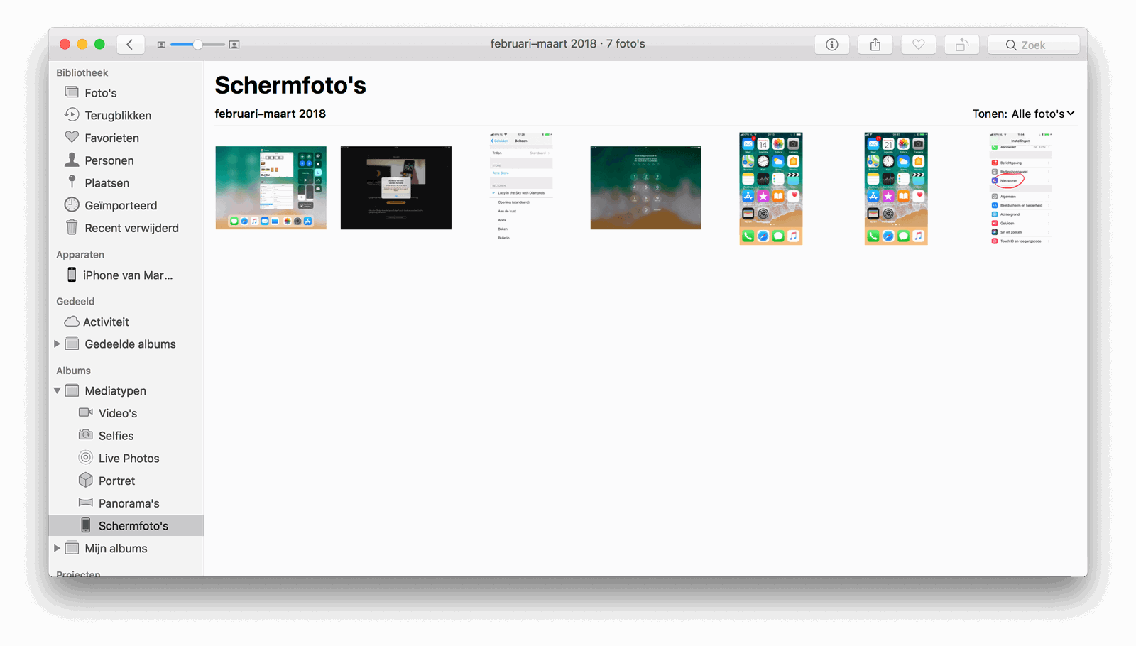 Schermfoto\'s filteren in Foto\'s op de Mac