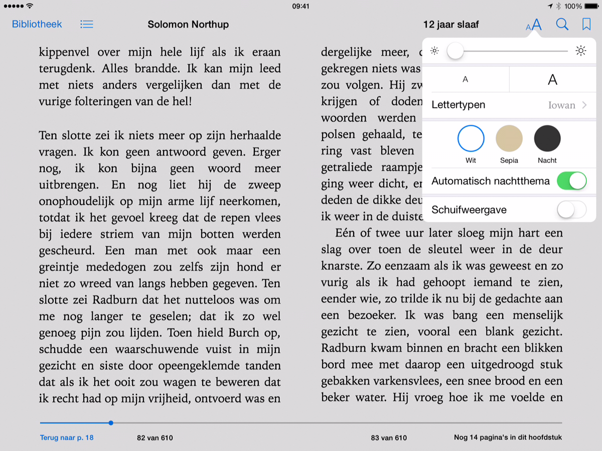 iPad lezen in bed: helderheid omlaag zetten