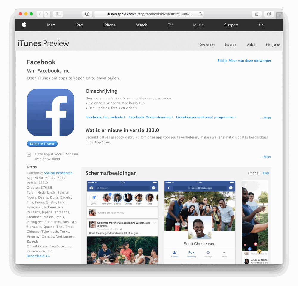 De Facebook app gebruikt bijna 400MB op je iPad.