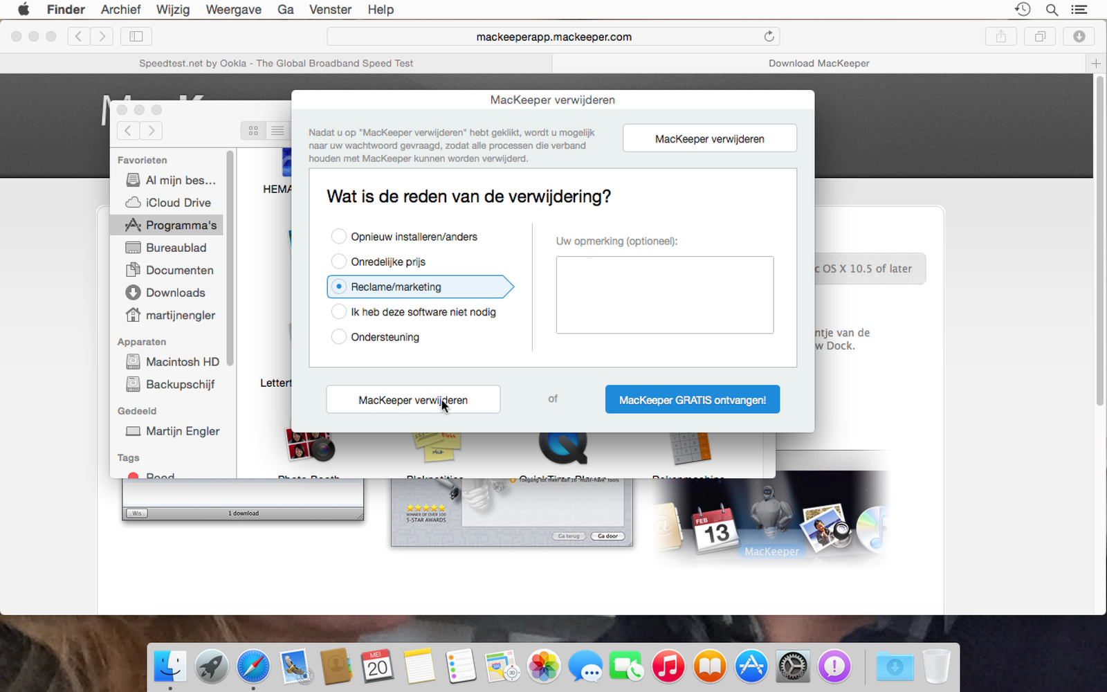 MacKeeper verwijderen? Ze horen graag waarom. Belangrijker is het dat je zorgt dat je alle bestanden verwijdert!