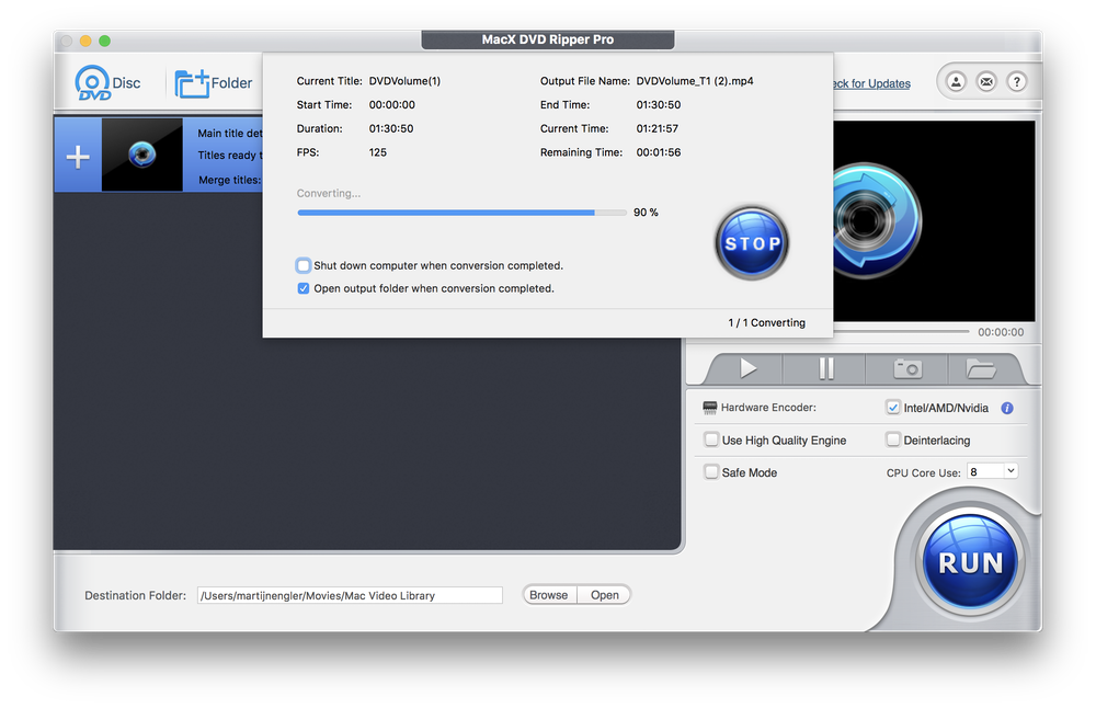 MacX DVD Ripper Pro in gebruik op de Mac
