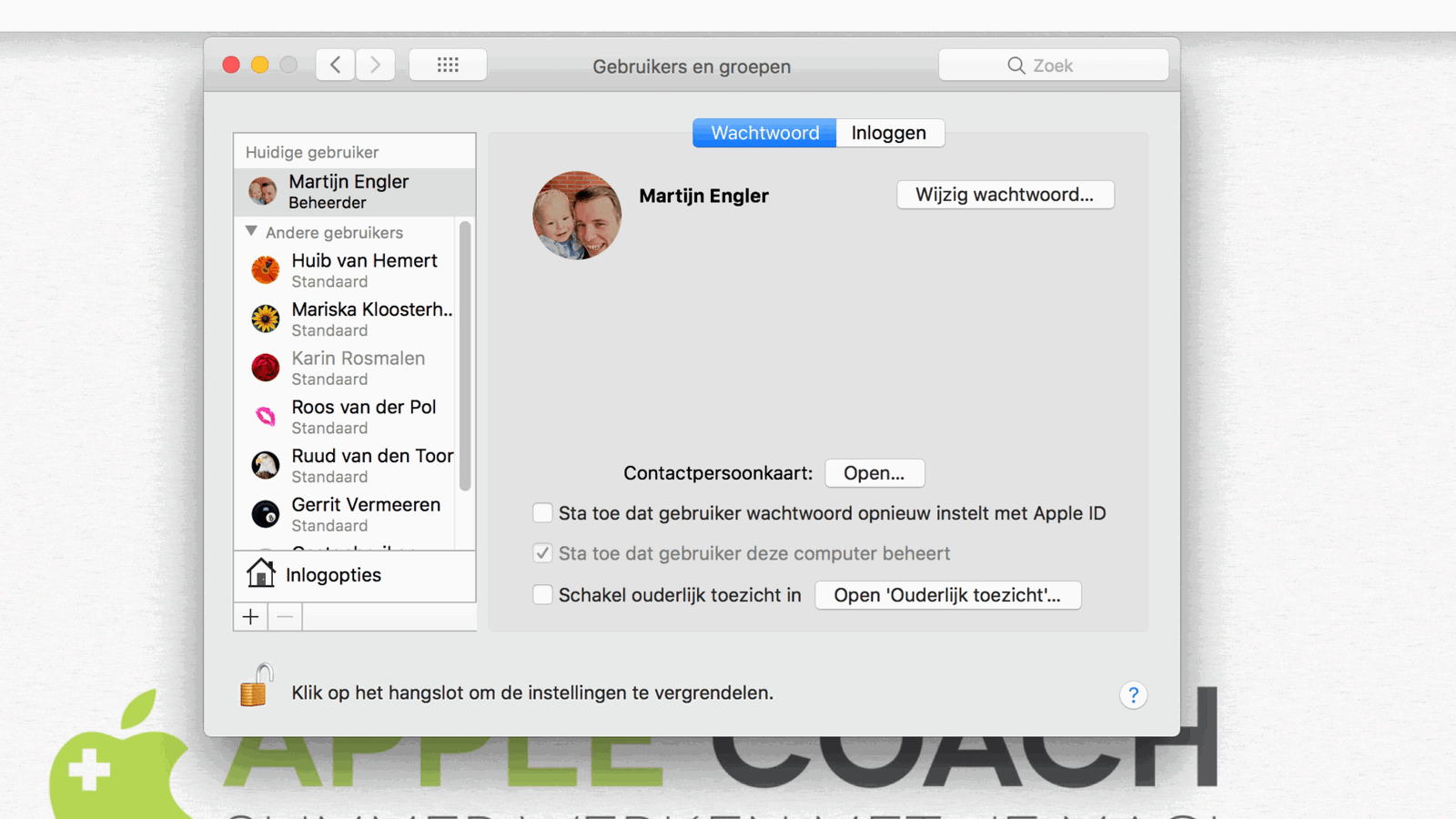 Een Mac met meerdere accounts in de Systeemvoorkeuren