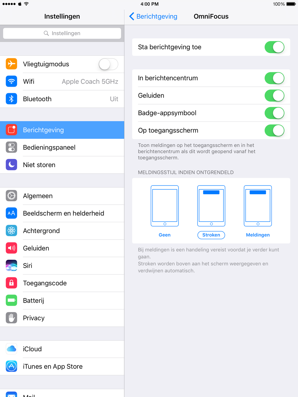 OmniFocus stuurt push notificaties wanneer de deadline op een taak verloopt