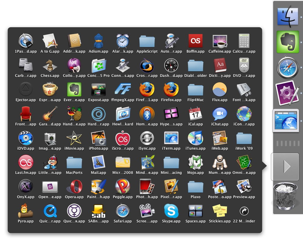 Een voorbeeld van een applicatie-stack in je Dock