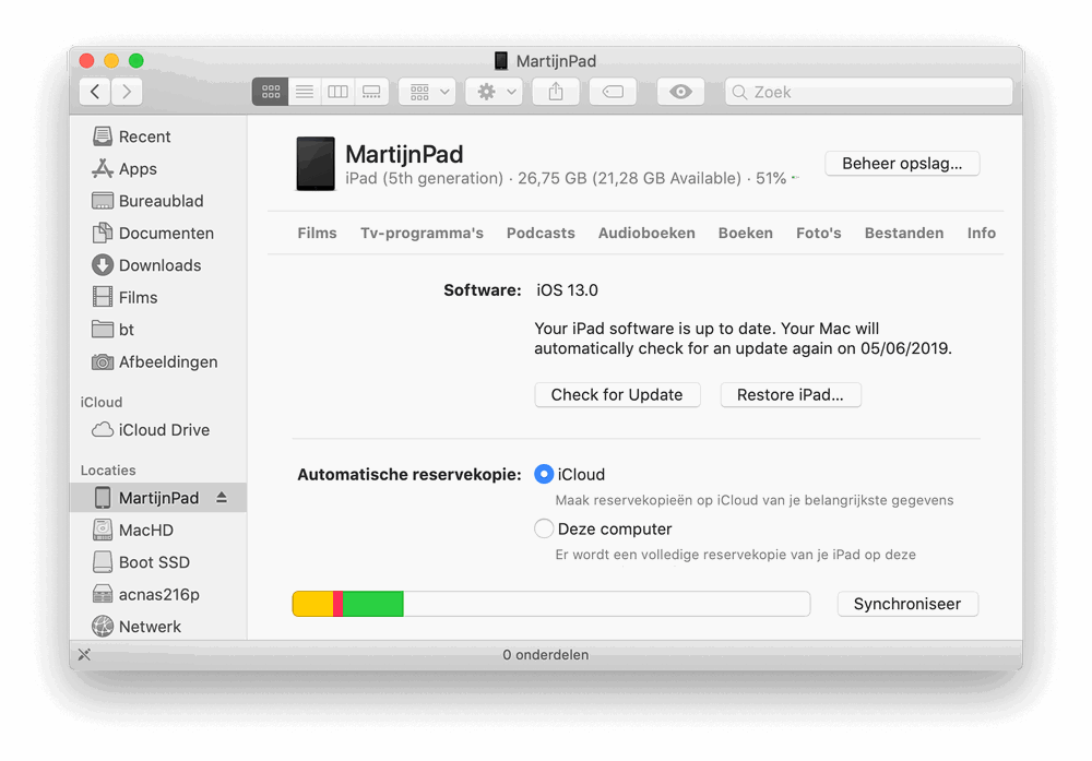 Synchronisatie van de iPad en iPhone verloopt nu via de Finder in plaats van iTunes