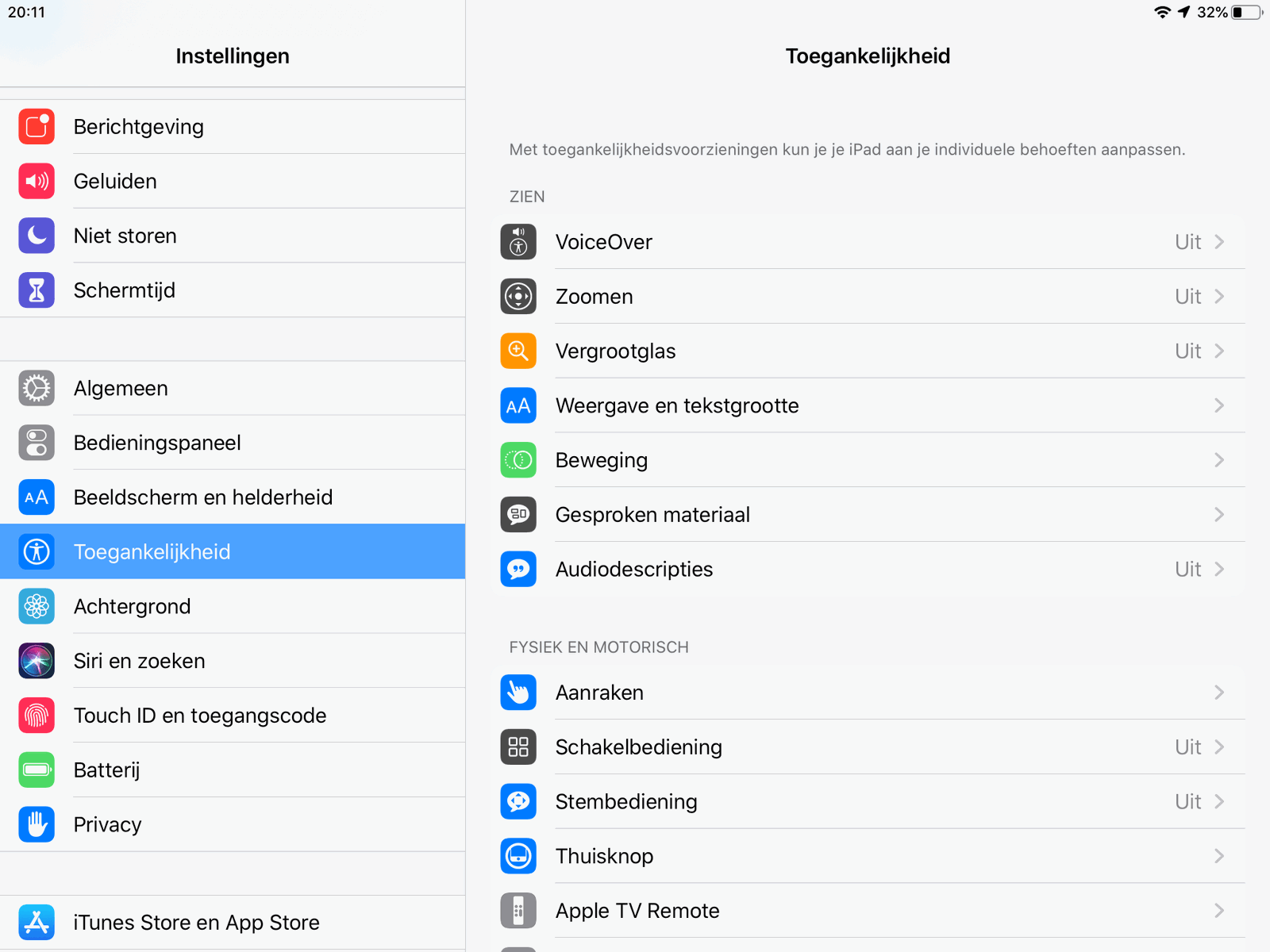 Toegankelijkheid heeft nu een eigen hoofdmenu in iOS 13