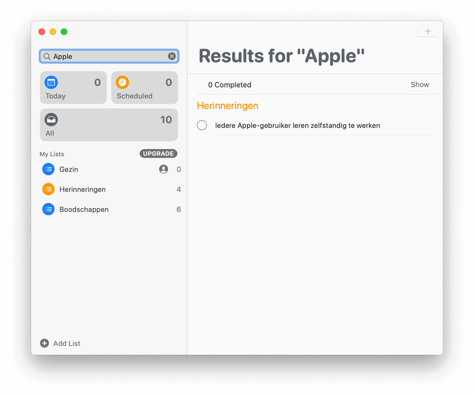 De vernieuwde Herinneringen app op macOS 10.15