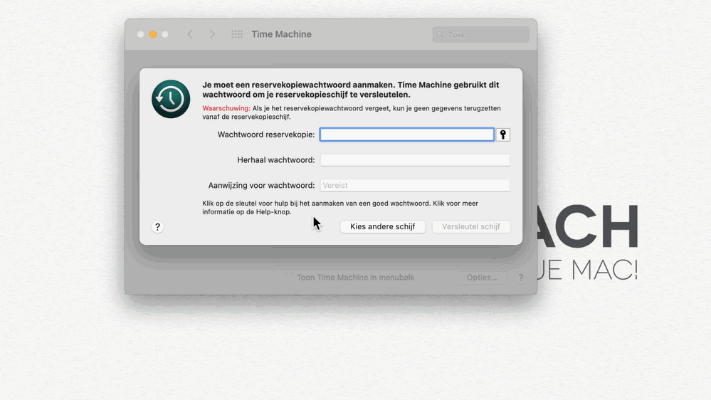 Beveilig je Time Machine backup met een wachtwoord om je gegevens privé te houden