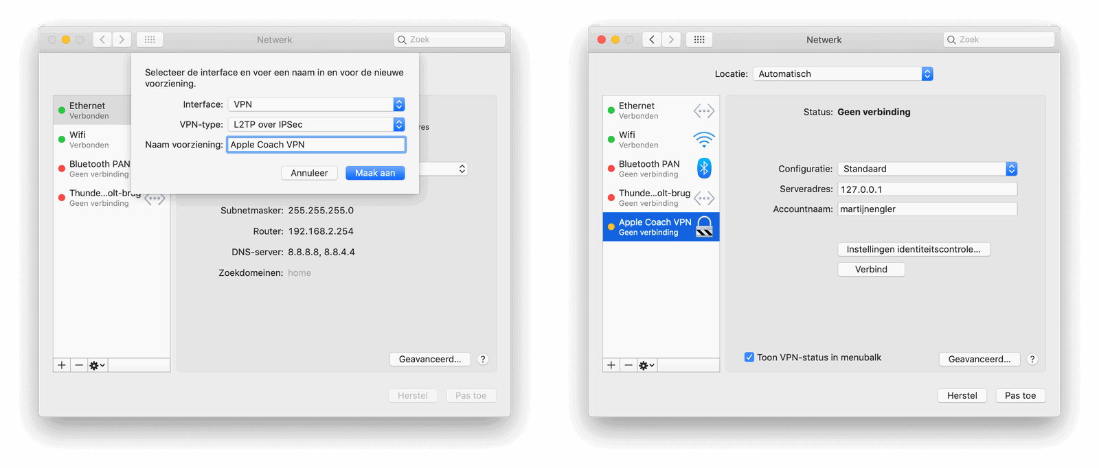 VPN-instellingen op de Mac