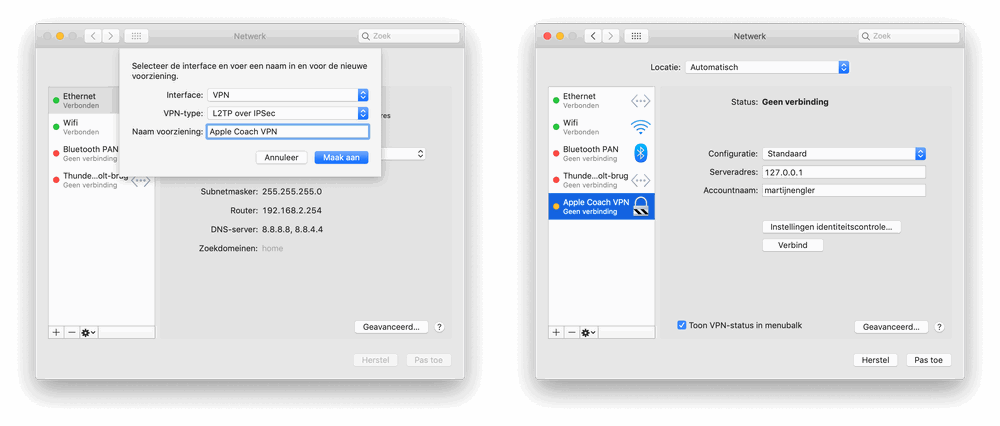 VPN-instellingen op de Mac