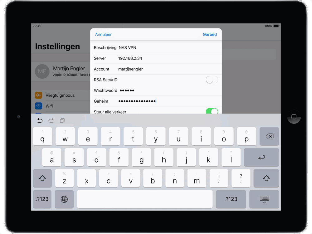 Een VPN instellen op de iPad werkt vergelijkbaar met het instellen op de Mac