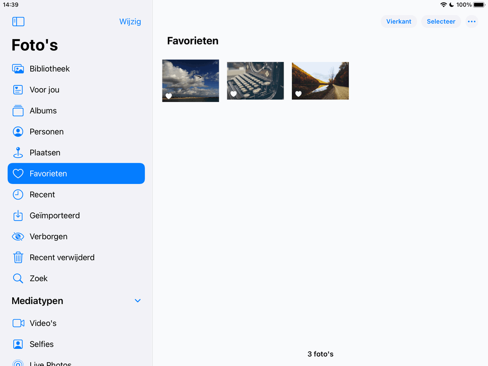 De iPad gebruikt nu ook een zijbalk in apps als Foto's