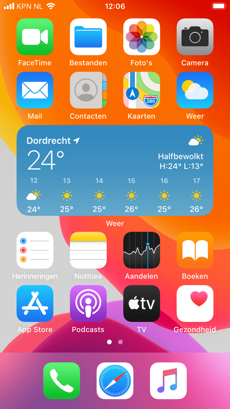 Zet het weer gerust ergens tussen je apps